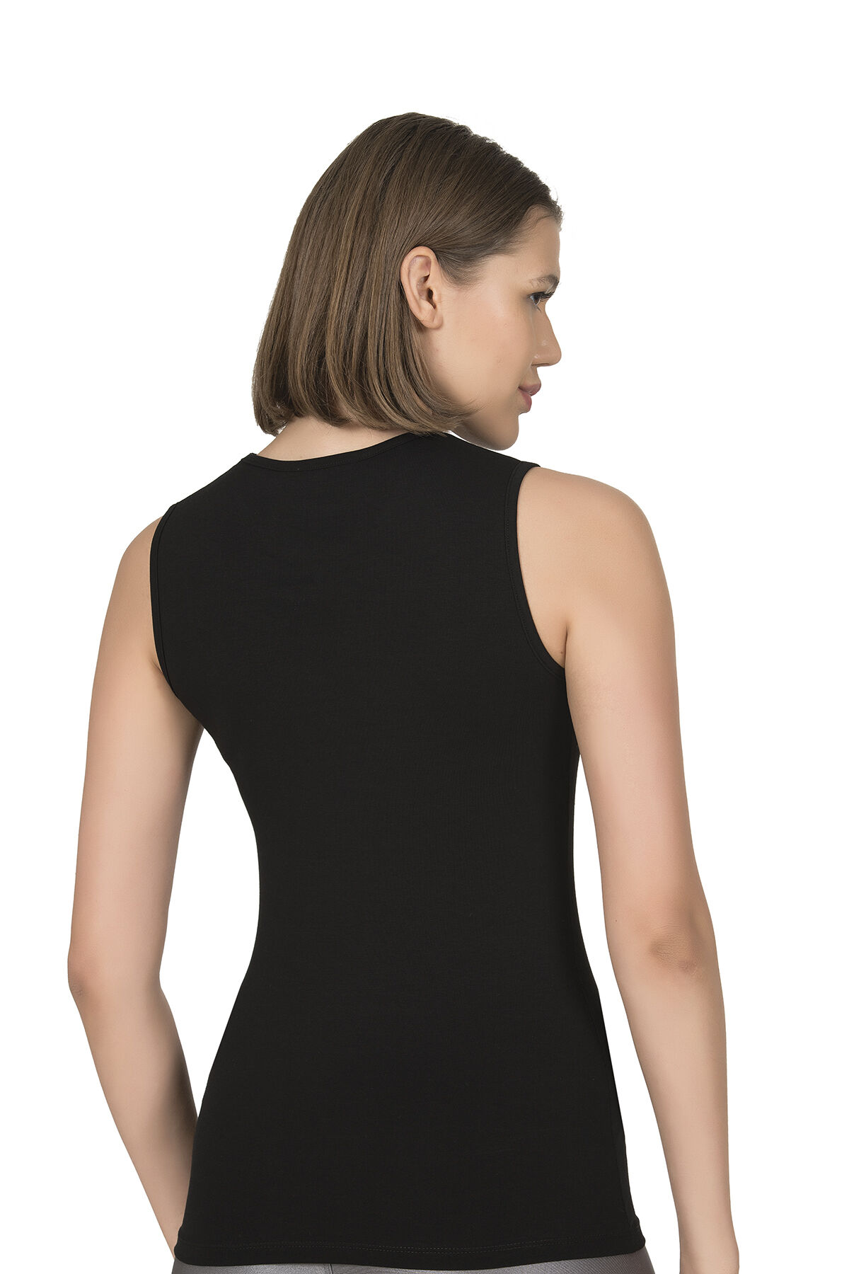 Özkan 26061 Kadın Pamuklu Sıfır Kol Bisiklet Yaka Body