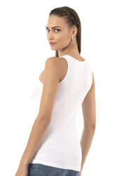 Özkan 26531 Kadın Pamuklu Modal V Yaka Tül Detaylı Kalın Askılı Atlet - Thumbnail