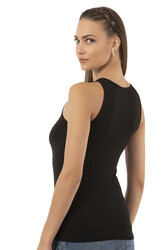 Özkan 26531 Kadın Pamuklu Modal V Yaka Tül Detaylı Kalın Askılı Atlet - Thumbnail