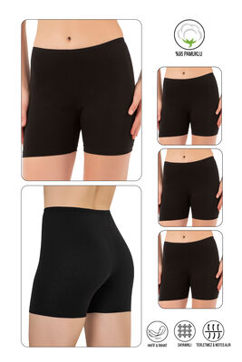 Özkan Underwear - Özkan 26591 3'lü Paket Kadın Pamuklu Likralı Süprem Esnek Rahat Ara Boy Diz Üstü Kısa Tayt Şort Boxer