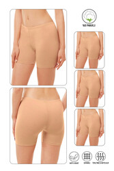 Özkan 26591 3'lü Paket Kadın Pamuklu Likralı Süprem Esnek Rahat Ara Boy Diz Üstü Kısa Tayt Şort Boxer - Thumbnail