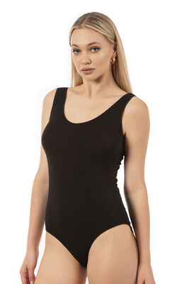 Özkan Underwear - Özkan 26599 Kadın Pamuklu Modal Sıfır Kol Kalın Askılı Kancalı Çıtçıtlı Body