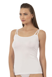 Özkan 26765 Kadın Premium Modal Kumaş Esnek Rahat İp Askı Detaylı Saten Biyeli Atlet - Thumbnail