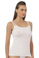 Özkan 26765 Kadın Premium Modal Kumaş Esnek Rahat İp Askı Detaylı Saten Biyeli Atlet - Thumbnail