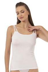 Özkan 26765 Kadın Premium Modal Kumaş Esnek Rahat İp Askı Detaylı Saten Biyeli Atlet - Thumbnail