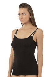 Özkan 26765 Kadın Premium Modal Kumaş Esnek Rahat İp Askı Detaylı Saten Biyeli Atlet - Thumbnail