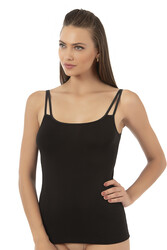 Özkan 26765 Kadın Premium Modal Kumaş Esnek Rahat İp Askı Detaylı Saten Biyeli Atlet - Thumbnail