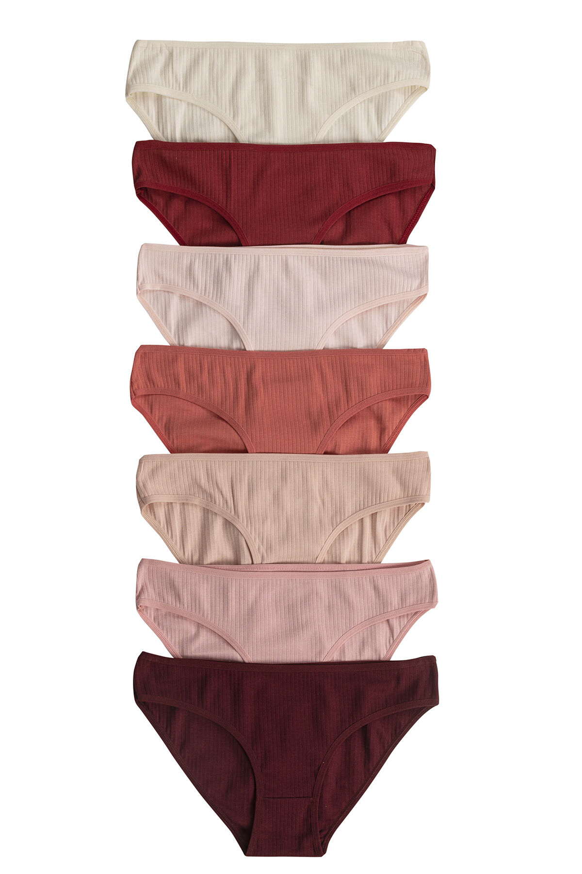 Özkan 26798 7'li Paket Kadın Fitilli Ribana Pamuklu Esnek Rahat Slip Bikini Külot