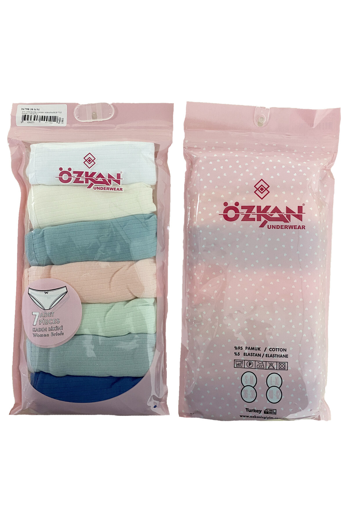 Özkan 26798 7'li Paket Kadın Fitilli Ribana Pamuklu Esnek Rahat Slip Bikini Külot