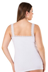 Özkan 26802 3'lü Paket Kadın Pamuklu Yakası Dantel Detaylı Kalın Askılı Esnek Rahat Büyük Beden Atlet - Thumbnail