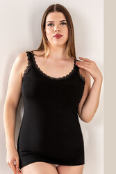 Özkan 26802 6'lı Paket Kadın Pamuklu Yakası Dantel Detaylı Kalın Askılı Esnek Rahat Büyük Beden Atlet - Thumbnail