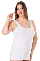 Özkan 26802 6'lı Paket Kadın Pamuklu Yakası Dantel Detaylı Kalın Askılı Esnek Rahat Büyük Beden Atlet - Thumbnail