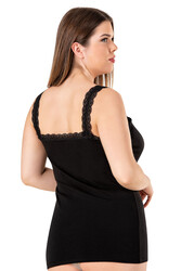 Özkan 26802 Kadın Pamuklu Yakası Dantel Detaylı Kalın Askılı Esnek Rahat Büyük Beden Atlet - Thumbnail