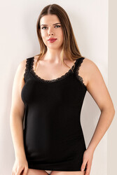 Özkan 26802 Kadın Pamuklu Yakası Dantel Detaylı Kalın Askılı Esnek Rahat Büyük Beden Atlet - Thumbnail