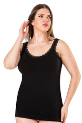 Özkan 26802 Kadın Pamuklu Yakası Dantel Detaylı Kalın Askılı Esnek Rahat Büyük Beden Atlet - Thumbnail