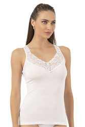 Özkan 26805 Kadın Pamuklu Modal Dantel Detaylı Kalın Askılı Atlet - Thumbnail