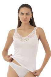 Özkan 26805 Kadın Pamuklu Modal Dantel Detaylı Kalın Askılı Atlet - Thumbnail