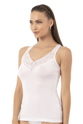 Özkan 26805 Kadın Pamuklu Modal Dantel Detaylı Kalın Askılı Atlet - Thumbnail