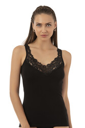 Özkan 26805 Kadın Pamuklu Modal Dantel Detaylı Kalın Askılı Atlet - Thumbnail