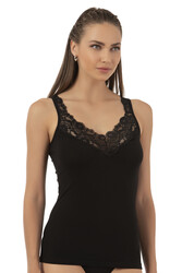 Özkan 26805 Kadın Pamuklu Modal Dantel Detaylı Kalın Askılı Atlet - Thumbnail