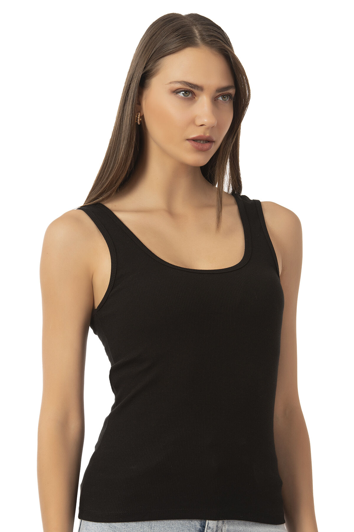 Özkan 26815 Kadın Soft Pamuklu Kaşkorse Fitilli Esnek Rahat Kalın Askılı Örme Atlet Bluz