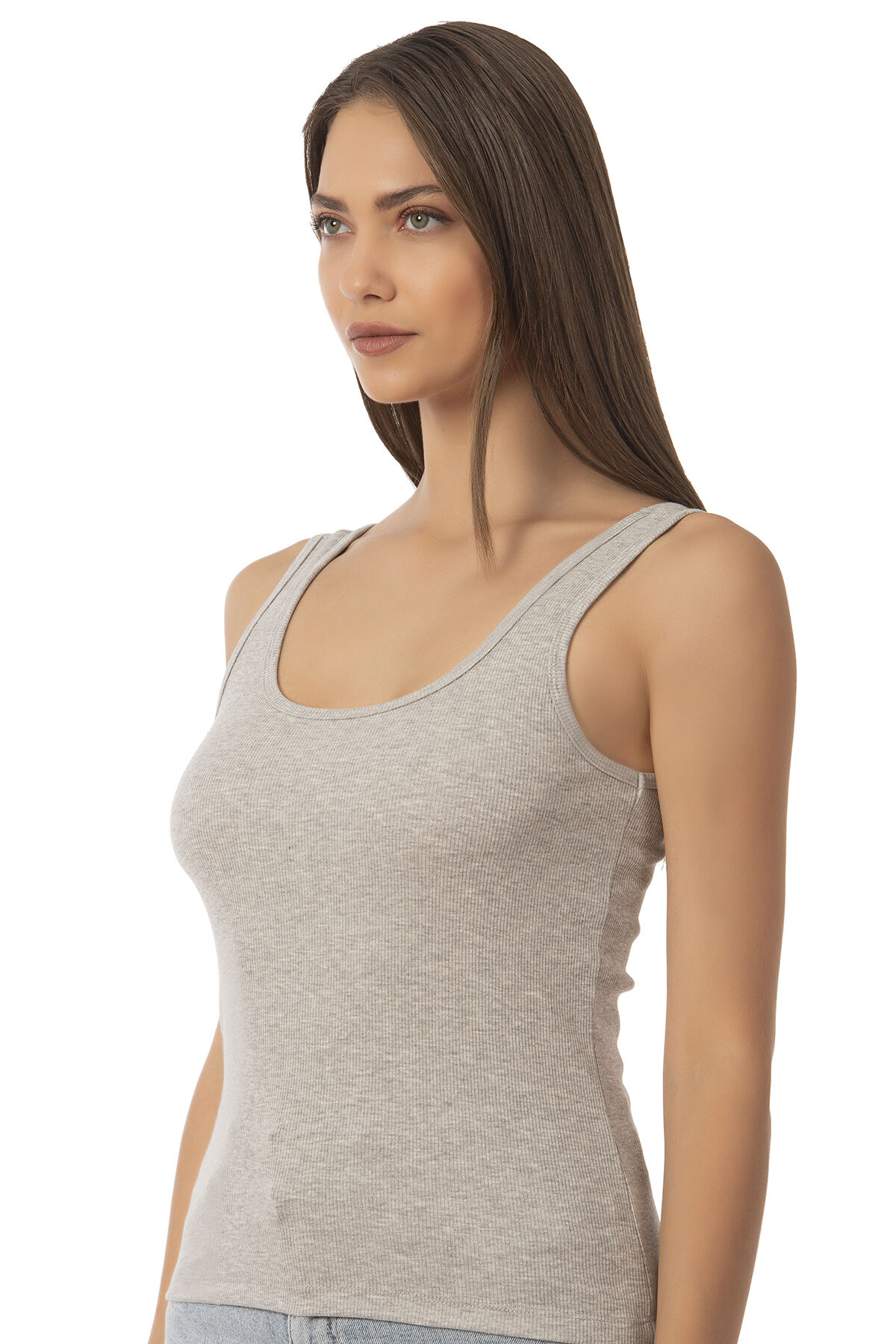 Özkan 26815 Kadın Soft Pamuklu Kaşkorse Fitilli Esnek Rahat Kalın Askılı Örme Atlet Bluz