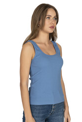 Özkan 26815 Kadın Soft Pamuklu Kaşkorse Fitilli Esnek Rahat Kalın Askılı Örme Atlet Bluz - Thumbnail