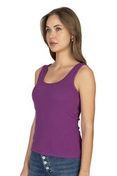 Özkan 26815 Kadın Soft Pamuklu Kaşkorse Fitilli Esnek Rahat Kalın Askılı Örme Atlet Bluz - Thumbnail