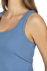 Özkan 26815 Kadın Soft Pamuklu Kaşkorse Fitilli Esnek Rahat Kalın Askılı Örme Atlet Bluz - Thumbnail