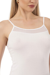 Özkan 26819 Kadın Pamuklu Modal Tül Detaylı İnce Askılı Atlet - Thumbnail