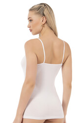 Özkan 26819 Kadın Pamuklu Modal Tül Detaylı İnce Askılı Atlet - Thumbnail