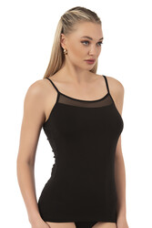 Özkan 26819 Kadın Pamuklu Modal Tül Detaylı İnce Askılı Atlet - Thumbnail