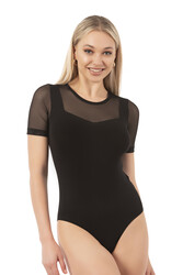 Özkan 26830 Kadın Pamuklu Tül Detaylı Kancalı Çıtçıtlı Body - Thumbnail