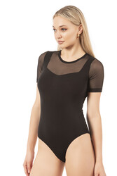 Özkan 26830 Kadın Pamuklu Tül Detaylı Kancalı Çıtçıtlı Body - Thumbnail