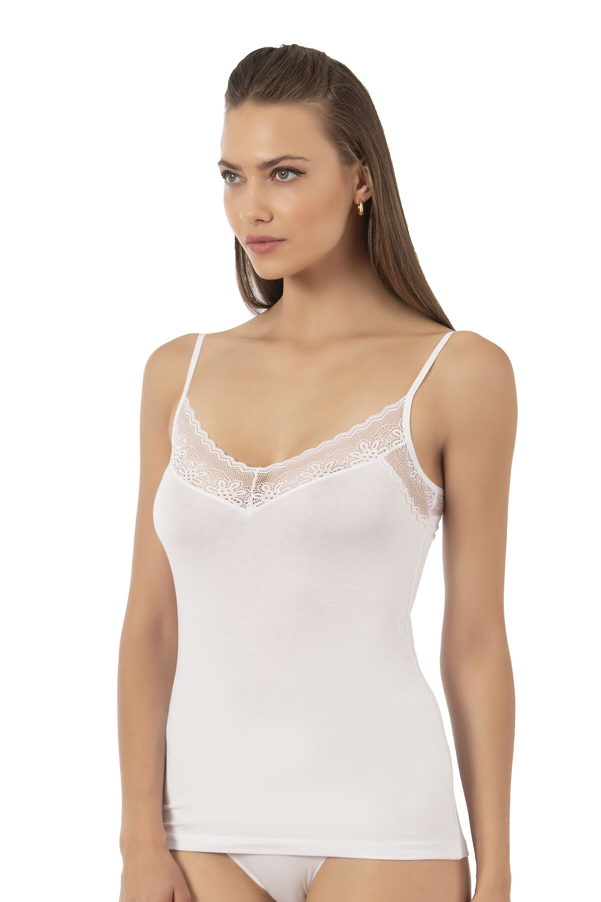 Özkan 26849 Kadın Pamuklu Modal Dantel Detaylı İnce Askılı Atlet