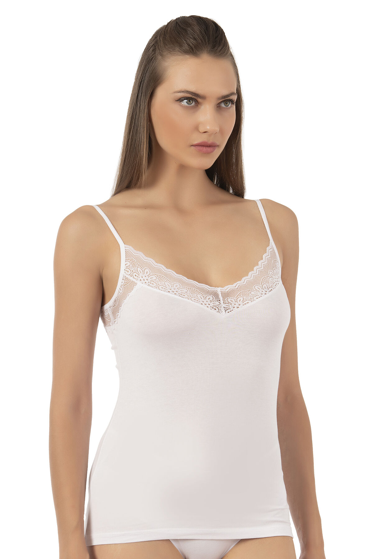 Özkan 26849 Kadın Pamuklu Modal Dantel Detaylı İnce Askılı Atlet