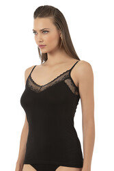 Özkan 26849 Kadın Pamuklu Modal Dantel Detaylı İnce Askılı Atlet - Thumbnail