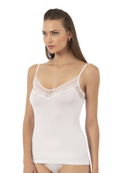 Özkan 26849 Kadın Pamuklu Modal Dantel Detaylı İnce Askılı Atlet - Thumbnail