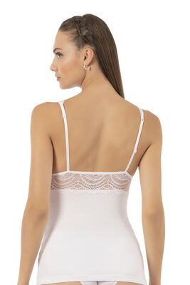 Özkan Underwear - Özkan 26851 Pamuklu Modal Dantel Detaylı V Yaka Esnek Rahat Kalın Askılı Atlet (1)