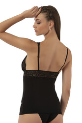 Özkan 26851 Pamuklu Modal Dantel Detaylı V Yaka Esnek Rahat Kalın Askılı Atlet - Thumbnail