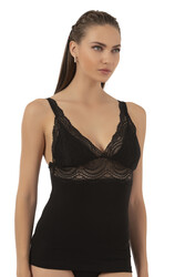 Özkan 26851 Pamuklu Modal Dantel Detaylı V Yaka Esnek Rahat Kalın Askılı Atlet - Thumbnail