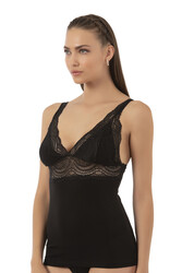 Özkan 26851 Pamuklu Modal Dantel Detaylı V Yaka Esnek Rahat Kalın Askılı Atlet - Thumbnail