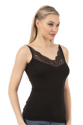 Özkan 26954 Kadın Pamuklu Modal Esnek Yumuşak Dantel Detaylı İnce Askılı Atlet - Thumbnail