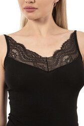 Özkan 26954 Kadın Pamuklu Modal Esnek Yumuşak Dantel Detaylı İnce Askılı Atlet - Thumbnail