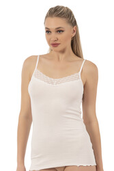 Özkan 26956 Kadın Premium Kumaş Esnek Viskon Kaşkorse Dantel Detaylı İp Askılı Atlet - Thumbnail