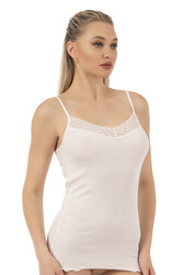 Özkan 26956 Kadın Premium Kumaş Esnek Viskon Kaşkorse Dantel Detaylı İp Askılı Atlet - Thumbnail