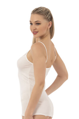 Özkan Underwear - Özkan 26956 Kadın Premium Kumaş Esnek Viskon Kaşkorse Dantel Detaylı İp Askılı Atlet (1)