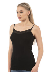 Özkan 26956 Kadın Premium Kumaş Esnek Viskon Kaşkorse Dantel Detaylı İp Askılı Atlet - Thumbnail