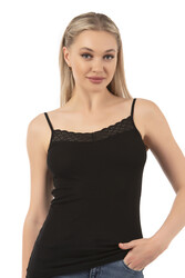 Özkan 26956 Kadın Premium Kumaş Esnek Viskon Kaşkorse Dantel Detaylı İp Askılı Atlet - Thumbnail