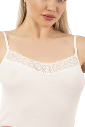 Özkan 26956 Kadın Premium Kumaş Esnek Viskon Kaşkorse Dantel Detaylı İp Askılı Atlet - Thumbnail